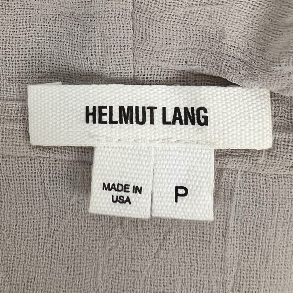 Helmut Lang Womens P Top Cream Tan Panel Blouse 3/4 Cuffed Sleeves Button EUC - Picture 8 of 8